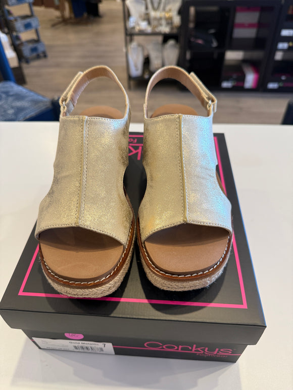 Corky’s Ready or Not Wedge- Gold Metallic