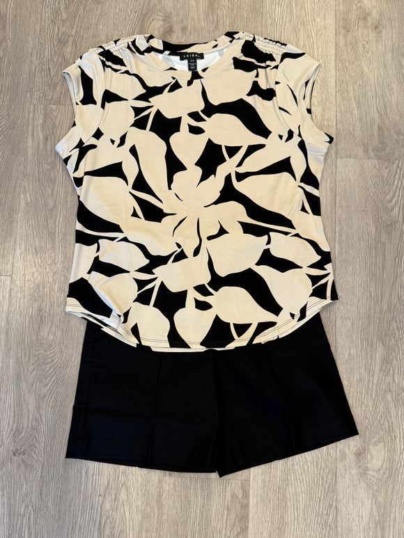 CAP SLEEVE TOP W/SHIRRING