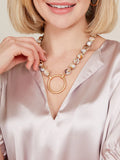 Marbled Beige Beaded Collar Necklace