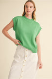 Apple Green Solid Knit Mock Neck Top H12313