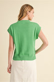 Apple Green Solid Knit Mock Neck Top H12313