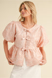 Blush Floral Embroidered Peplum Top