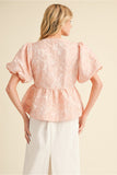 Blush Floral Embroidered Peplum Top