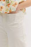 White High Waist Wide Leg Crop Pant