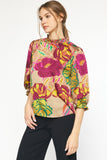 Taupe Floral Print Top