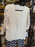 LuLu-B 3/4 Sleeve Grommet Top