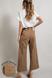 Soft Washed Wide Leg Pants-Brown