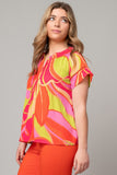 MINI PLEAT TIE FRONT BLOUSE