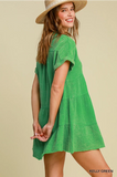 Kelly Green Mineral Wash Babydoll Dress K6389