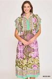 Moss Mix Print MIDI Dress