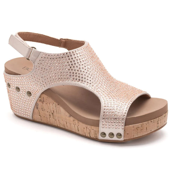 Corky’s Champagne Crystals Carley Wedge Sandals