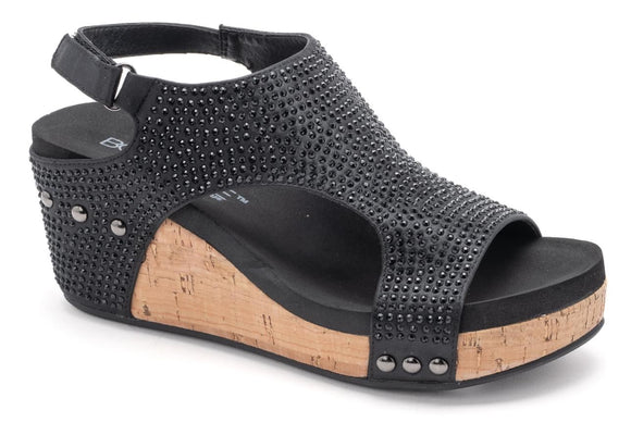 Corky’s Black Crystals Carley Wedge Sandals