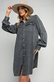 Ash Mineral Washed Button Down Dress