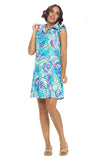 White Shell Ruffle Polo Dress