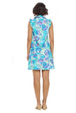 White Shell Ruffle Polo Dress