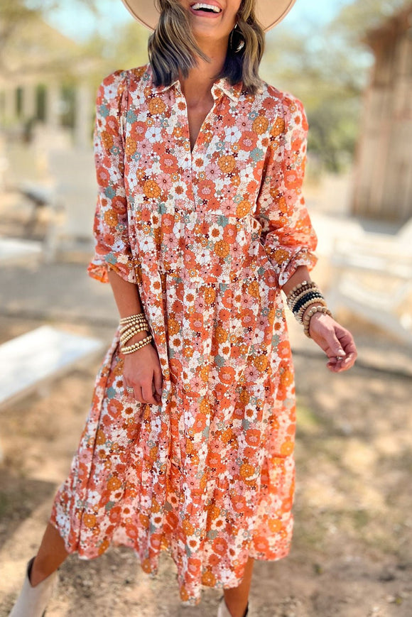 Boho Floral Long Sleeve Dress