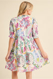 Tropical Print w/ Puff Sleeves