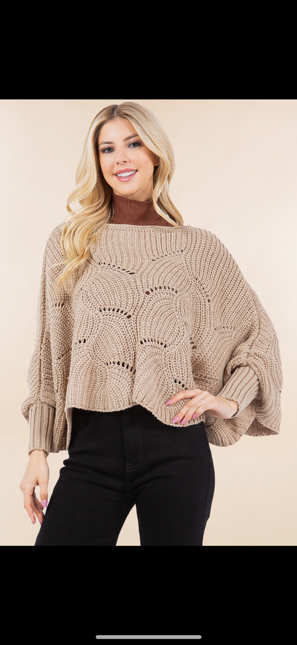 Tan Knit Crop Top Sweater