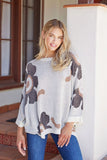 Ivory Floral 3/4 Sleeve Sweater