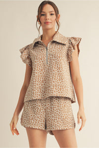Taupe Leopard Print Short Set