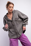 Ash Mineral Washed Thermal Hoodie Jacket