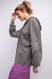Ash Mineral Washed Thermal Hoodie Jacket