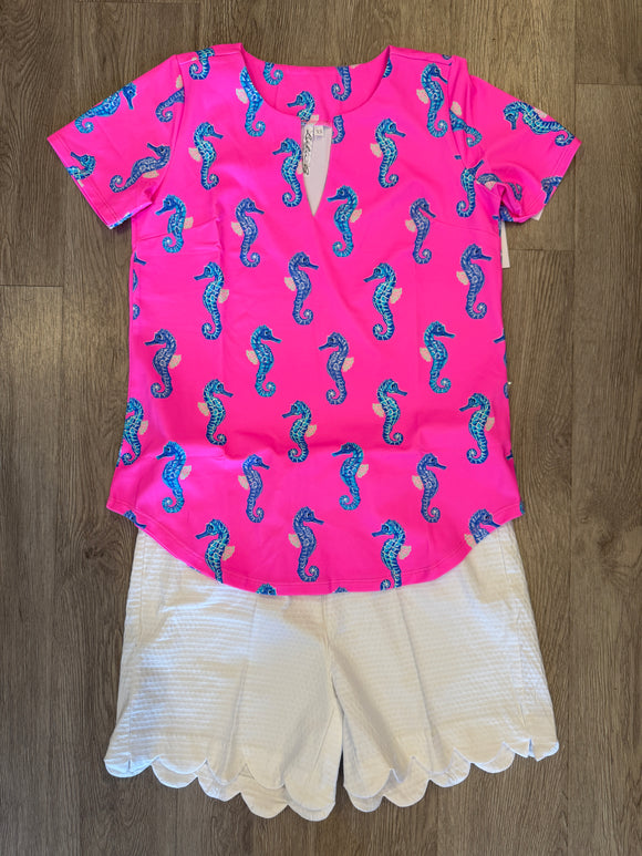 Lulu-B Short Sleeve Keyhole Top