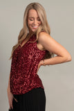 Red V-Neck Sequin Tank