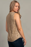 Gold V-Neck Sequin Tank