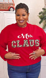 Mrs. Claus Leopard Patch Letter Long Sleeve Shirt