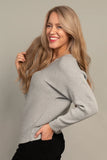 Silver Lurex Ribbed V-Neck Dolman Sleeve Sweater