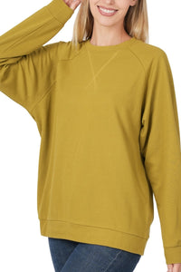 Olive Mustard F/Terry Raglan Sleeve Pullover