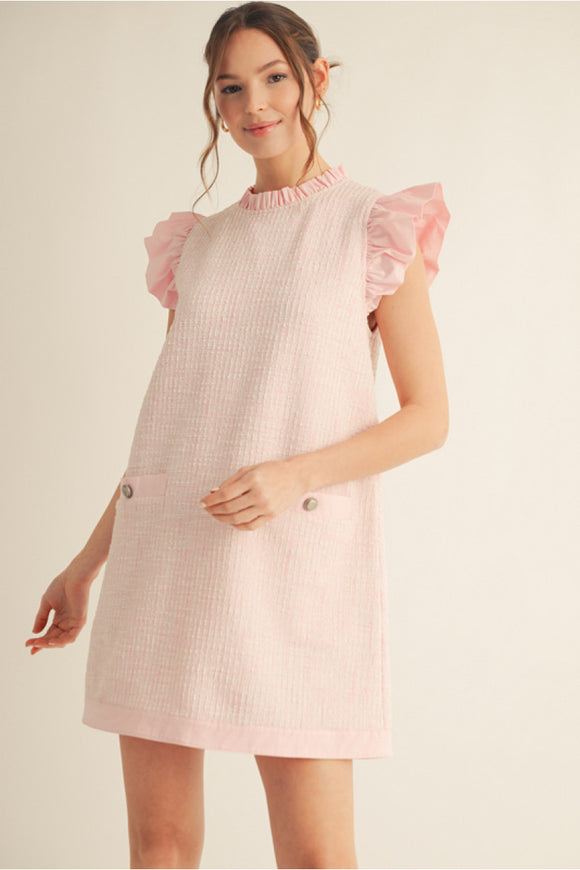 Pink Tweed Shift Dress G13257