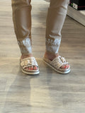 Khaki Fray Ankle Embroidered Jeans HOP261131