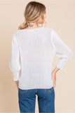White Knit Top w/ Peasant Sleeves