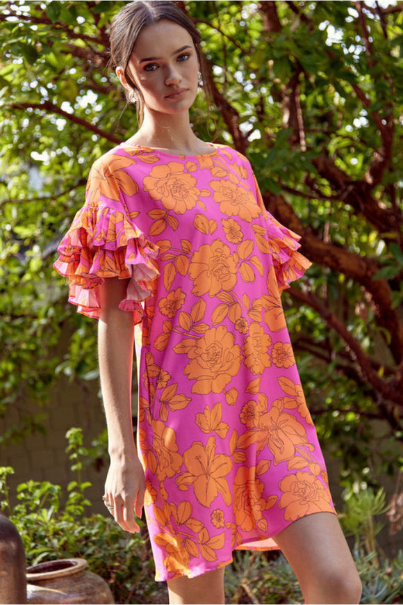 Pink/Orange Print Dress