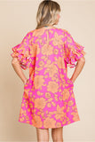 Pink/Orange Print Dress