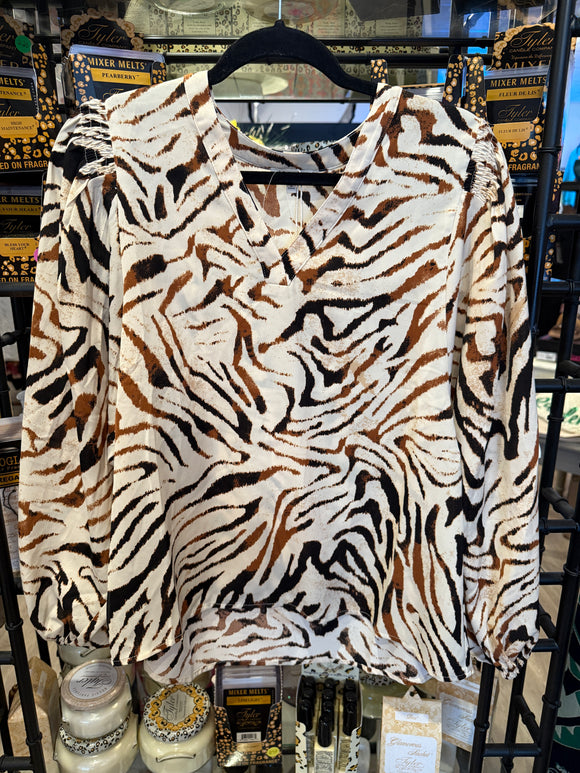 Toffee Zebra Print Top