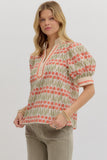Ecru Floral Print Puff Sleeve Top T27653