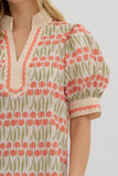 Ecru Floral Print Puff Sleeve Top T27653
