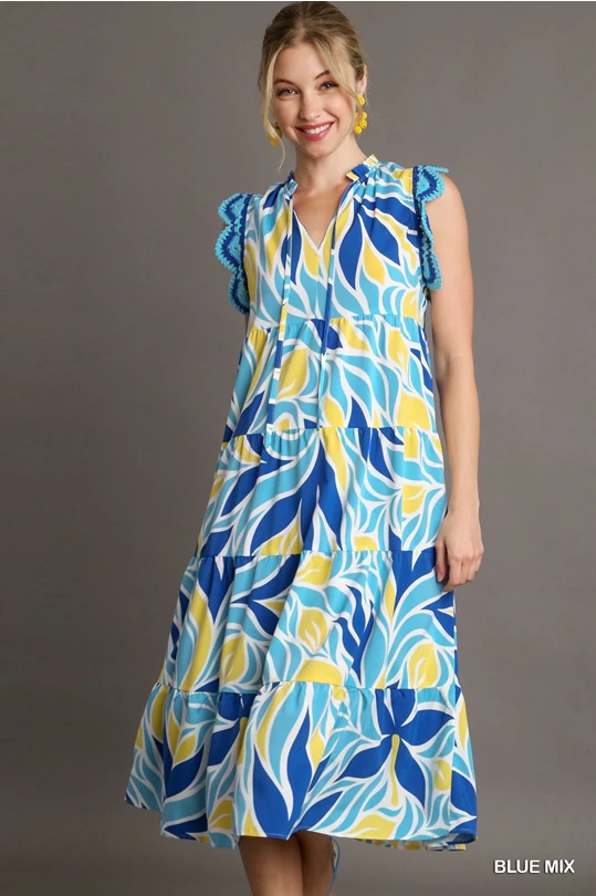 Blue Mix Tiered Maxi Dress