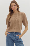 Taupe Knit Pattern Sweater T27848