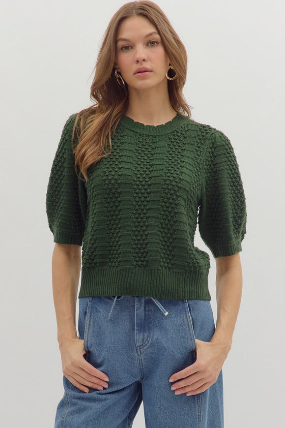 Pine Knit Pattern Sweater T27848