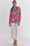 Orchid Jade Print Button Up Top