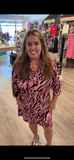 Ruffle Neck 3/4 Sleeve Dress