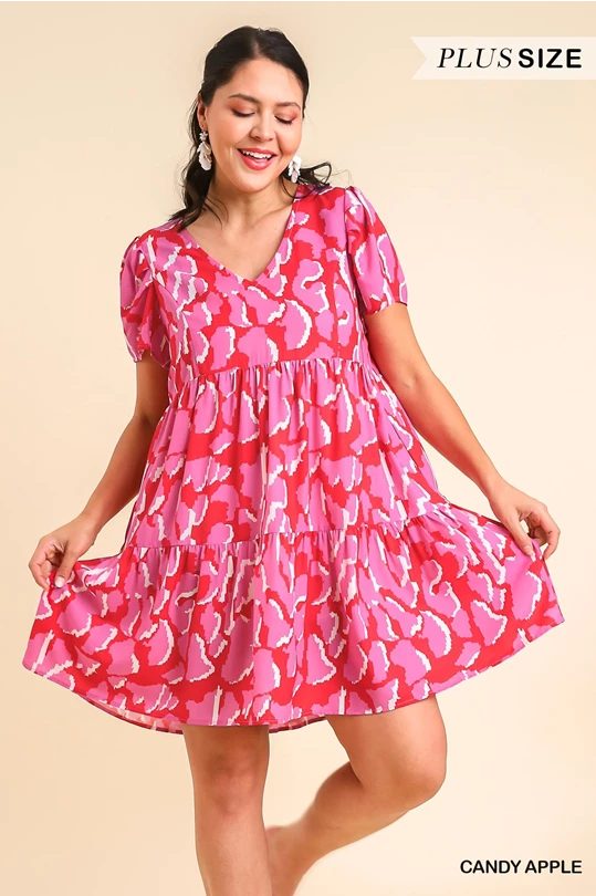 Candy Apple Tiered Print Dress