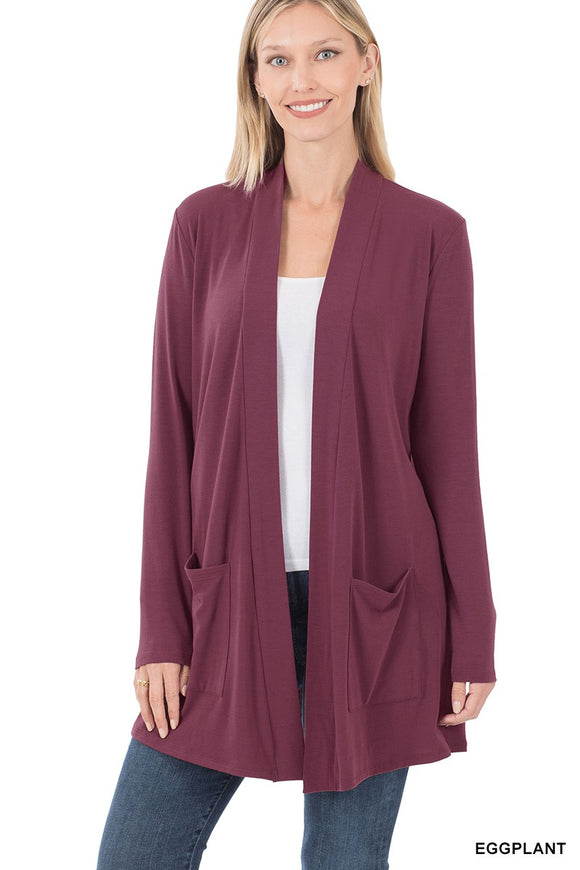 Eggplant Pocket Cardigan