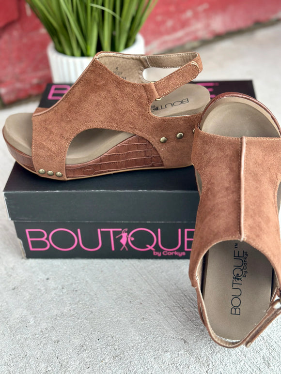Brown Suede Croco Carley Wedge