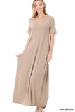 Lt Mocha V-Neck Maxi
