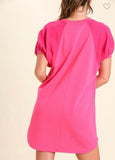 Pink French Terry Gauze Sleeve Dress